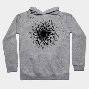 Black and White Sunflower | Artwork by Julia Healy Hoodie